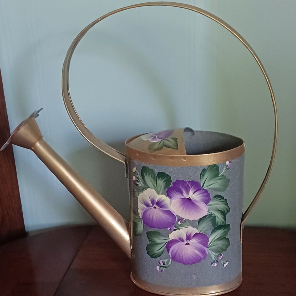 Hand Painted & Signed Long Spout Watering Can
